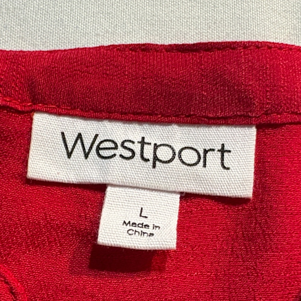 Westport Red Button-Down Blouse Large short sleeve - Picture 10 of 16